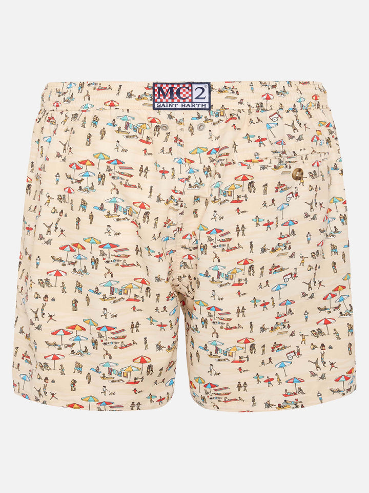 Costume mare Lighting in tessuto leggero con stampa spiaggia