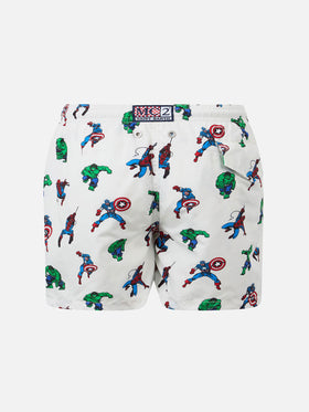 Boy lightweight fabric swim-shorts Jean Lighting with Marvel superheroes print | MARVEL SPECIAL EDITION - MC2 Saint Barth