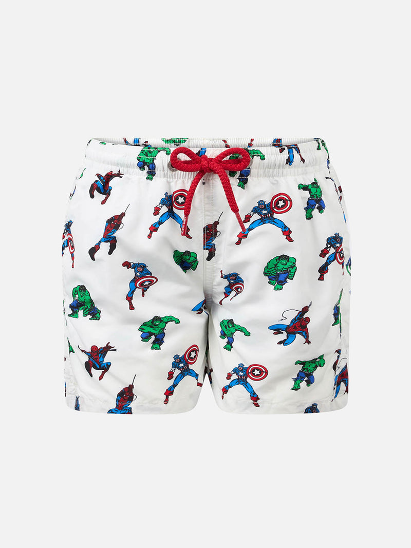 Boy lightweight fabric swim-shorts Jean Lighting with Marvel superheroes print | MARVEL SPECIAL EDITION