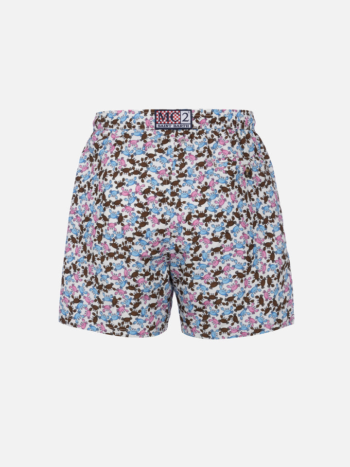 Man lightweight fabric swim-shorts Lighting Micro Fantasy with crabs print - MC2 Saint Barth