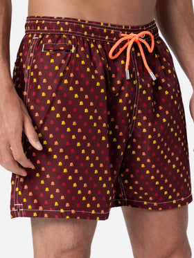 Leichte Badehose aus Stoff mit Roma-Print | AS ROMA SPECIAL EDITION