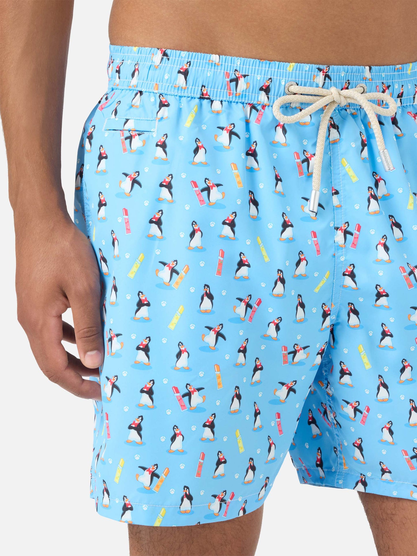 Costume mare Lighting Micro azzurro con stampa pinguini Polaretti | POLARETTI SPECIAL EDITION