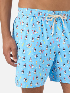 Costume mare Lighting Micro azzurro con stampa pinguini Polaretti | POLARETTI SPECIAL EDITION
