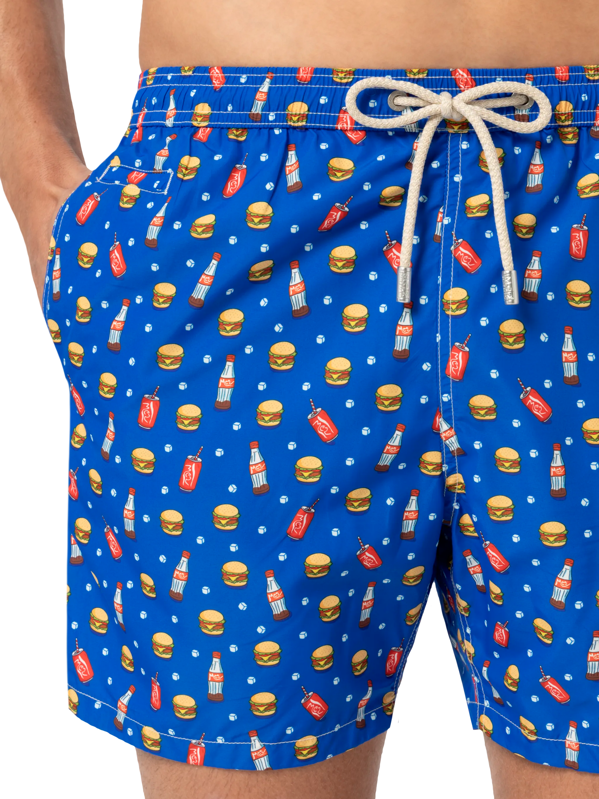 Lightweight fabric swim shorts Lighting with fast food print - MC2 Saint Barth