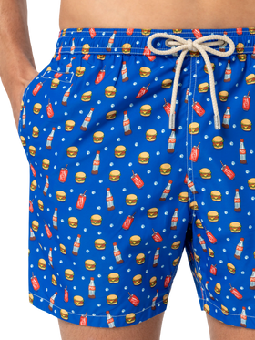 Lightweight fabric swim shorts Lighting with fast food print - MC2 Saint Barth