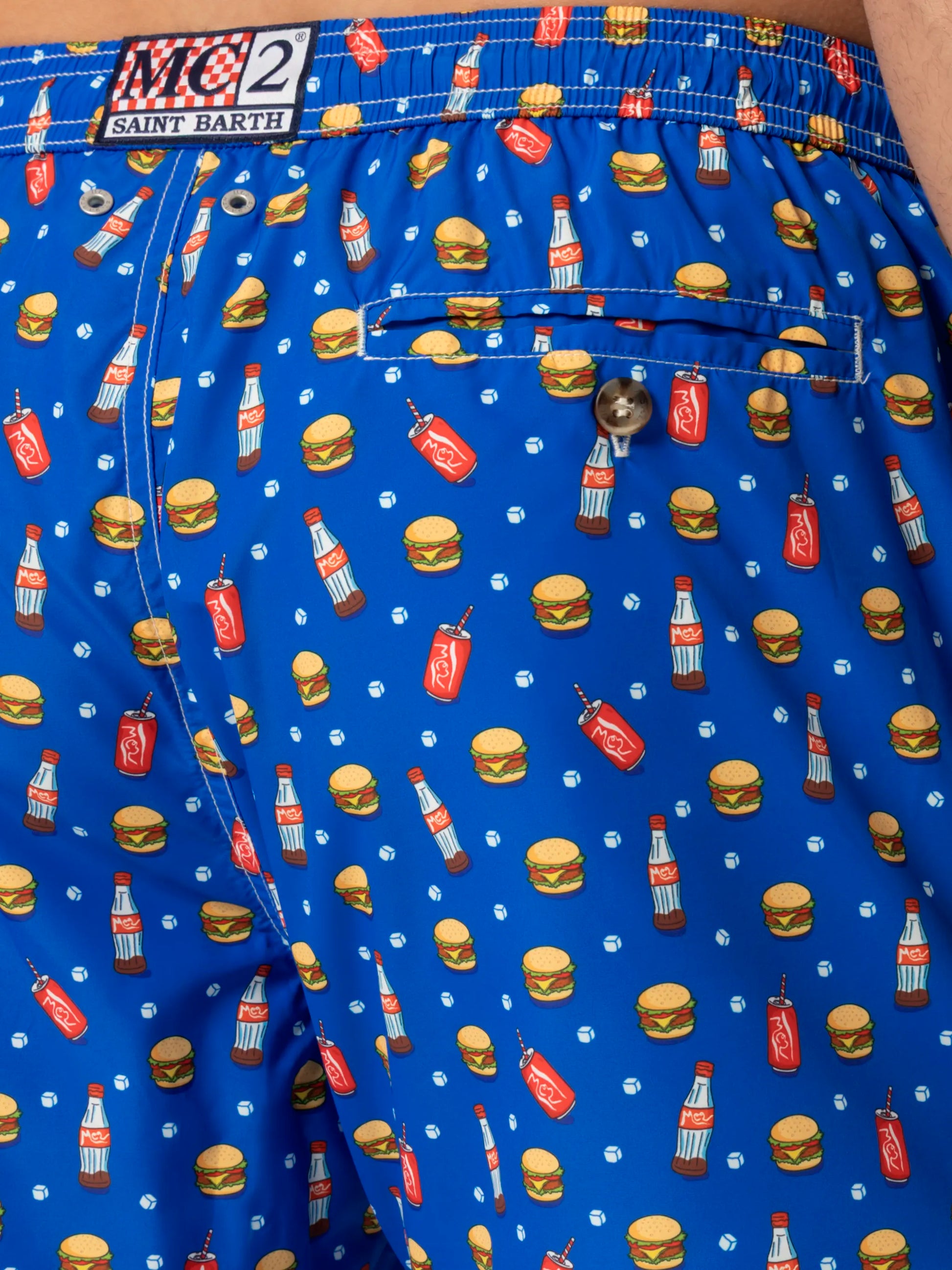 Lightweight fabric swim shorts Lighting with fast food print - MC2 Saint Barth