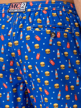 Lightweight fabric swim shorts Lighting with fast food print - MC2 Saint Barth