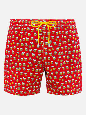 Man lightweight fabric swim-shorts Lighting Micro Fantasy with beer print