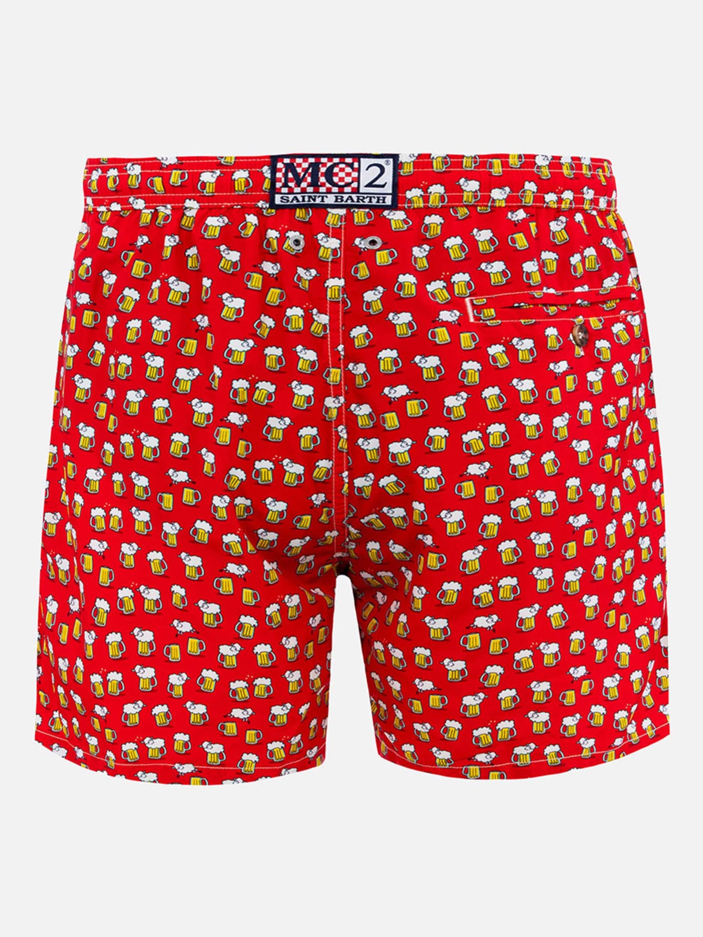 Man lightweight fabric swim-shorts Lighting Micro Fantasy with beer print