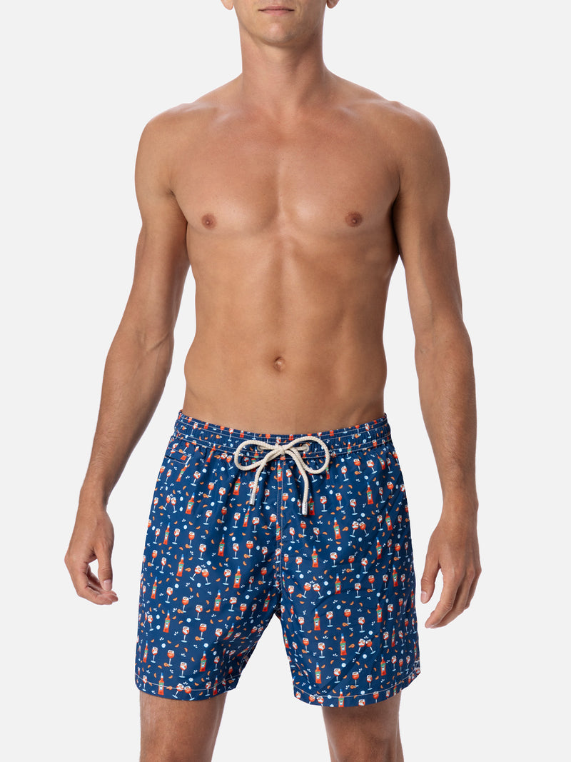 Man lightweight fabric swim-shorts Lighting Micro Fantasy with Aperol Spritz print | APEROL SPECIAL EDITION