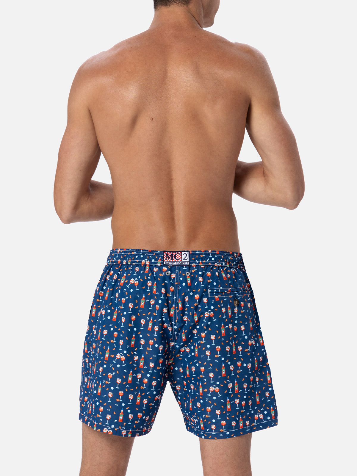 Man lightweight fabric swim-shorts Lighting Micro Fantasy with Aperol Spritz print | APEROL SPECIAL EDITION - MC2 Saint Barth