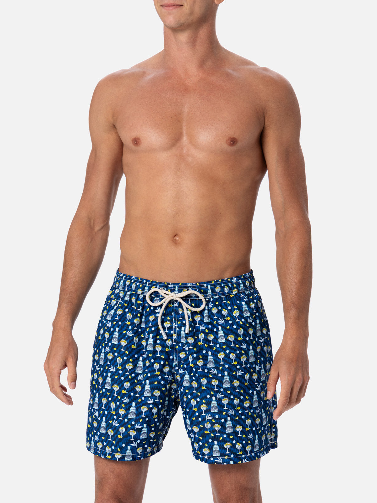 Man lightweight fabric swim-shorts Lighting Micro Fantasy with Gin Mare print | GIN MARE SPECIAL EDITION - MC2 Saint Barth