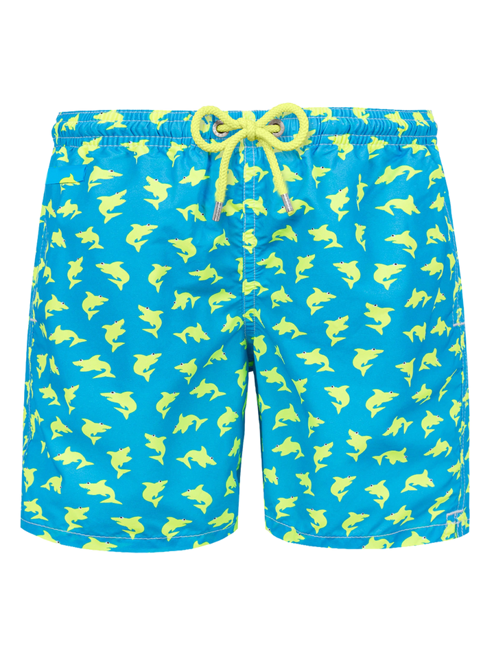Man light fabric swim shorts with shark - MC2 Saint Barth