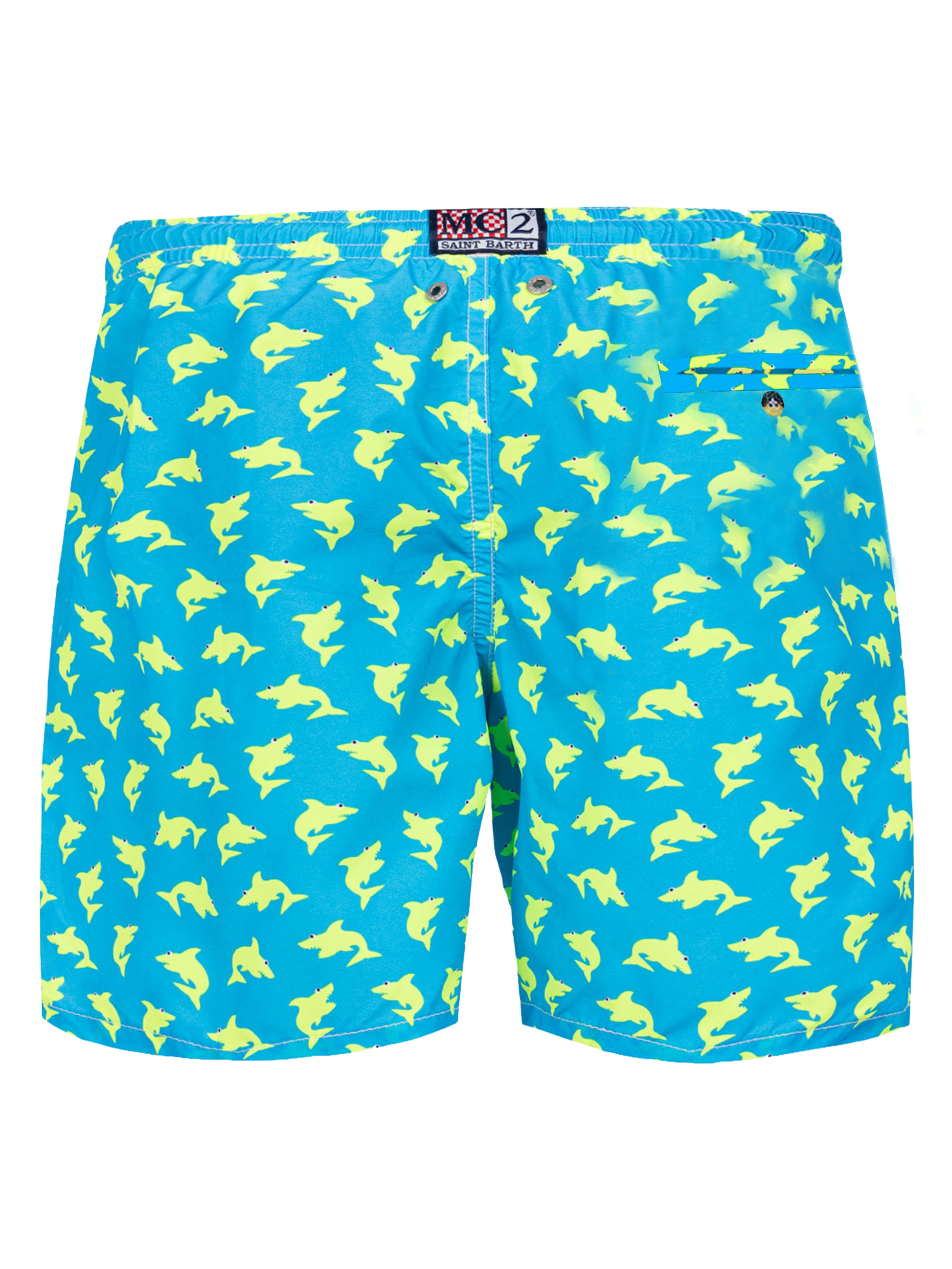 Man light fabric swim shorts with shark - MC2 Saint Barth