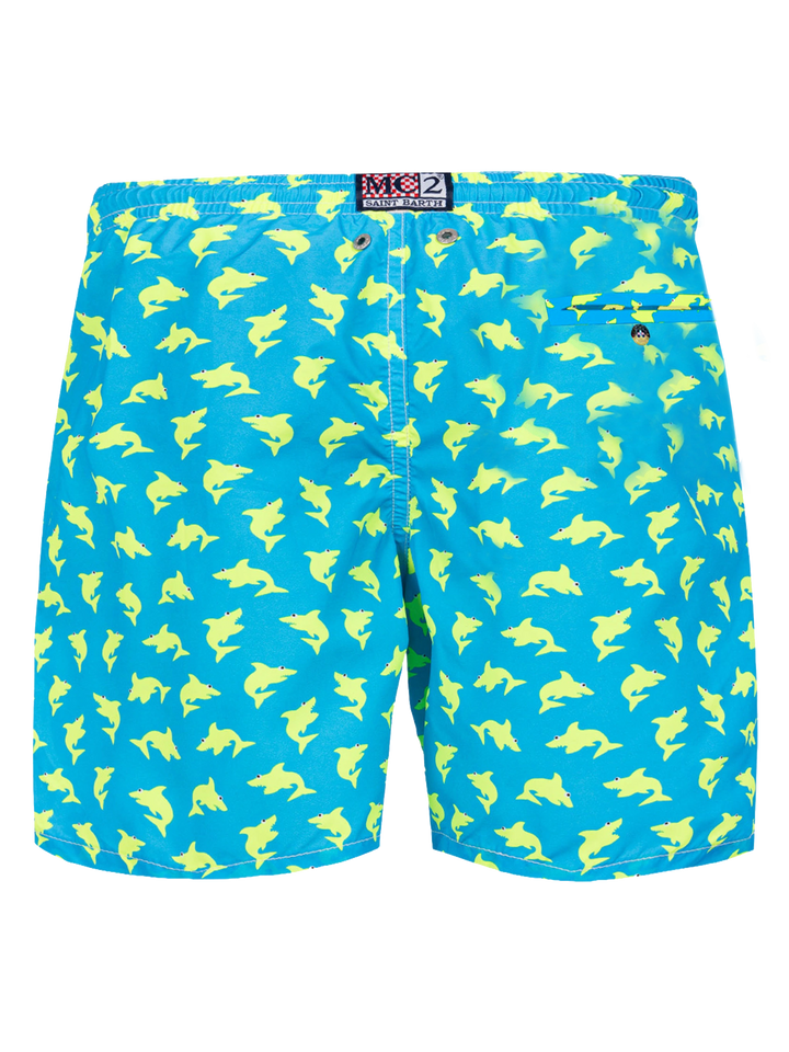 Man light fabric swim shorts with shark - MC2 Saint Barth