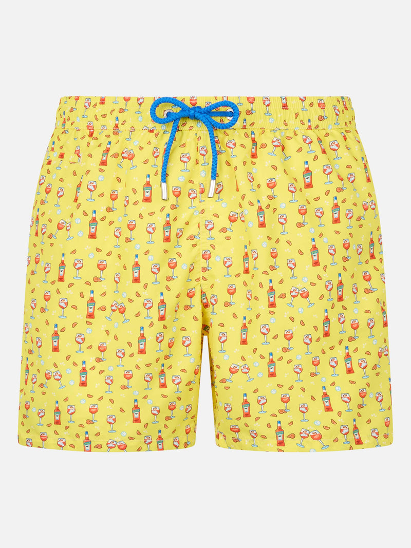 Man lightweight fabric swim-shorts Lighting Micro Fantasy with Aperol Spritz print | APEROL SPECIAL EDITION