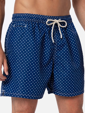 Man lightweight fabric swim-shorts Lighting Micro Fantasy with polka dots print - MC2 Saint Barth