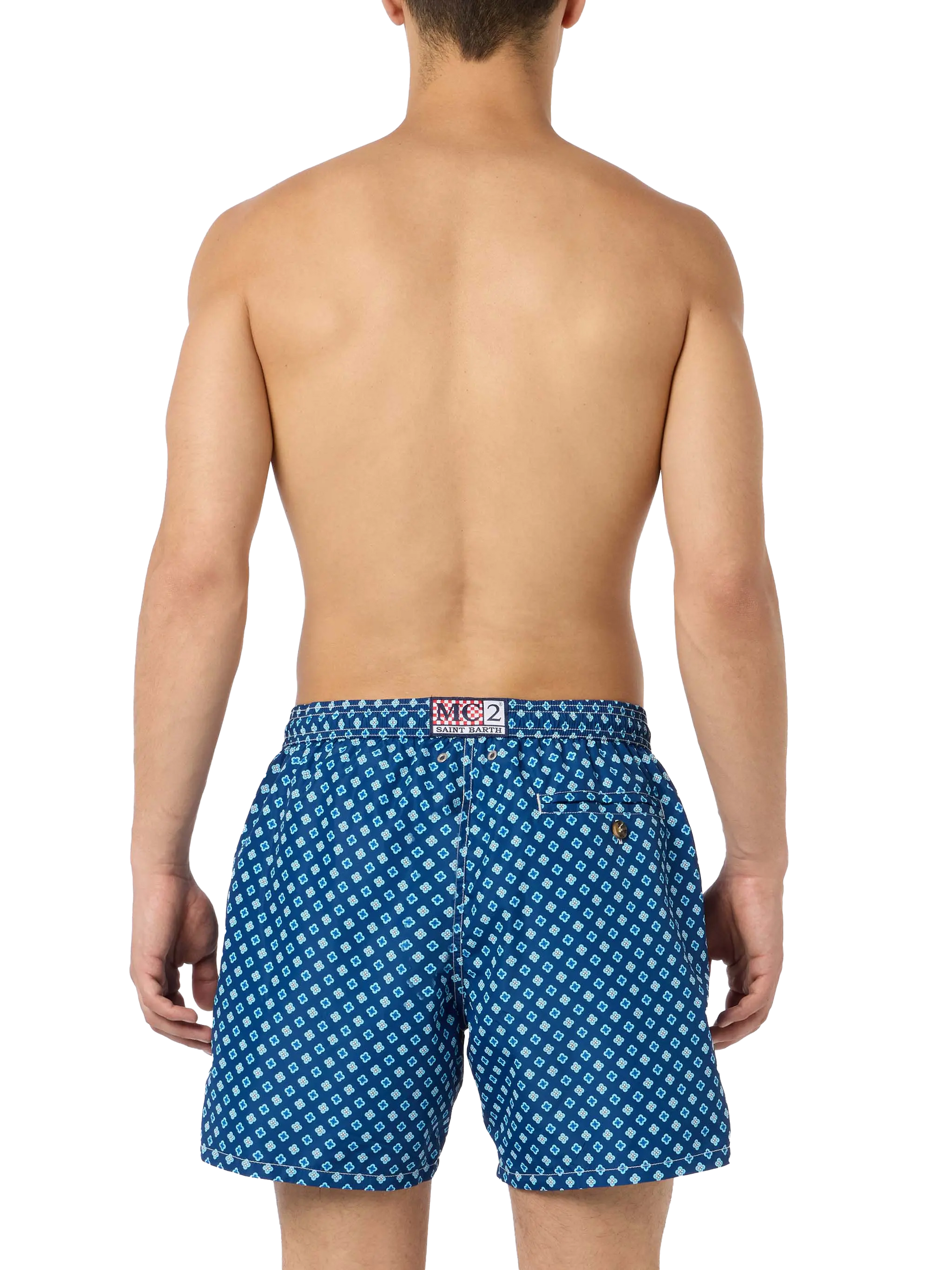 Man lightweight fabric swim-shorts Lighting Micro Fantasy with tie print - MC2 Saint Barth