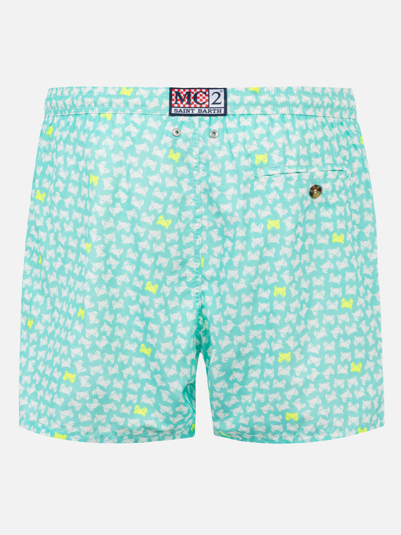 Man light fabric swim shorts with crabs print