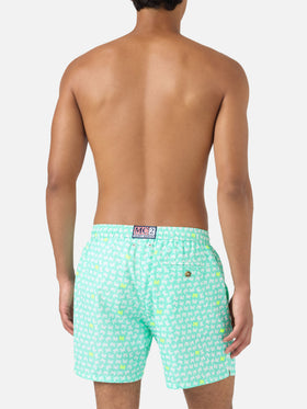 Badeshorts mit leuchtend gelbem Krabben-Print 