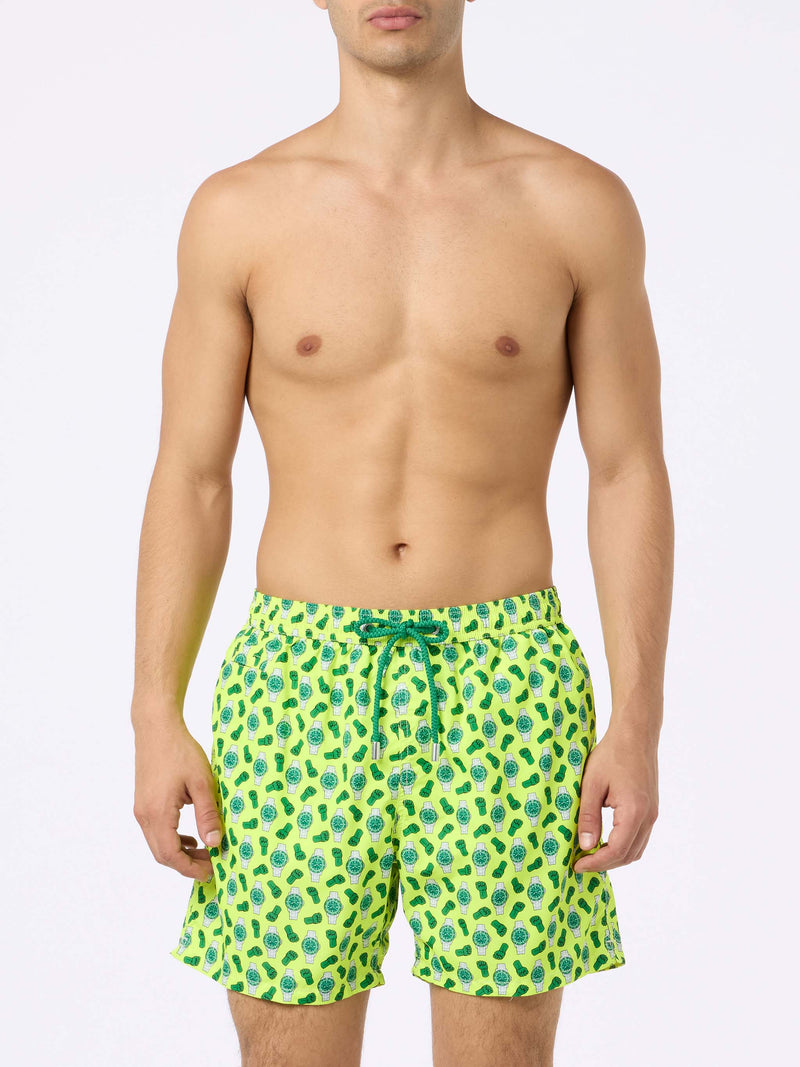 Man lightweight fabric swim-shorts Lighting Micro Fantasy with watches print