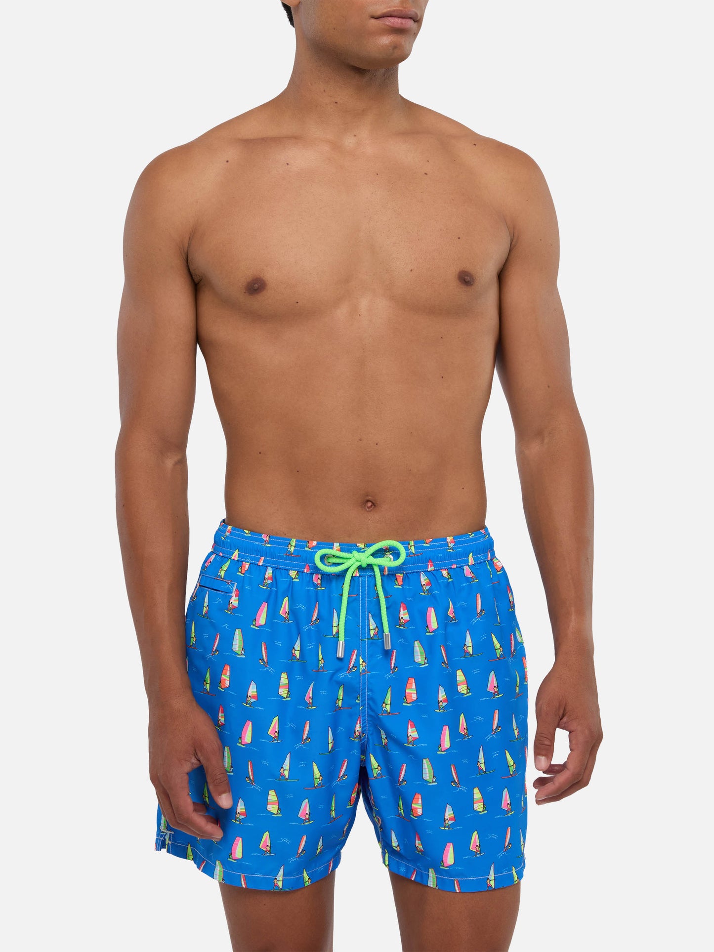Herren-Badeshorts aus leichtem Stoff mit Windsurf-Print