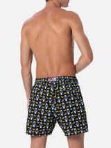 Man lightweight fabric swim-shorts Lighting Micro Fantasy with watches print