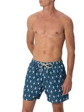 Man lightweight fabric swim-shorts Lighting Micro Fantasy with watches print - MC2 Saint Barth