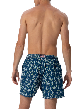 Man lightweight fabric swim-shorts Lighting Micro Fantasy with watches print - MC2 Saint Barth