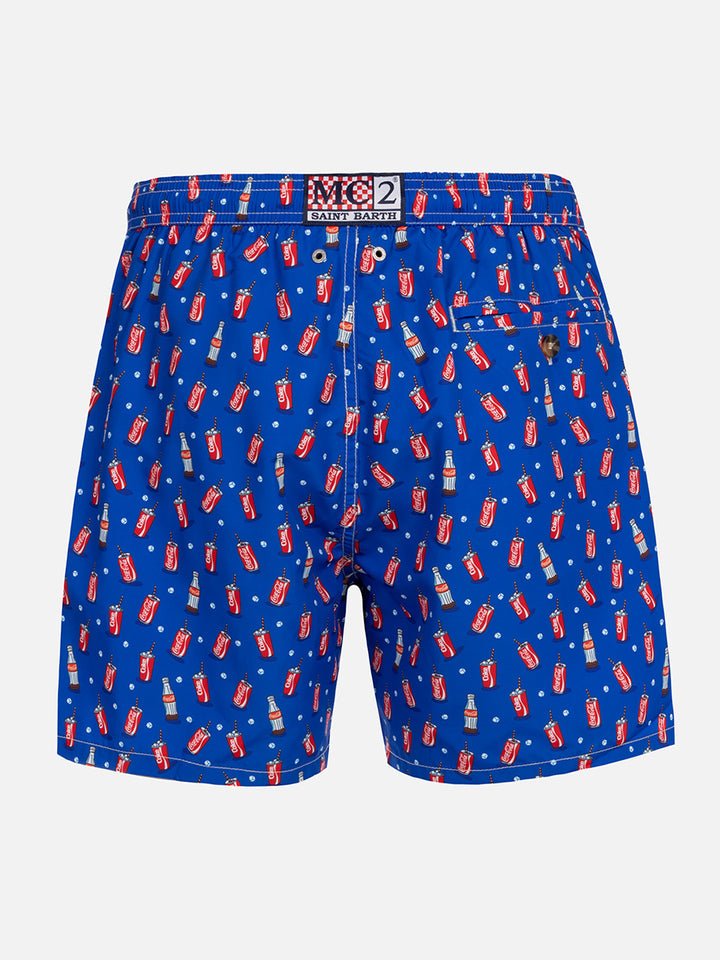 Man lightweight fabric swim-shorts Lighting Micro Fantasy with Coca Cola print | THE COCA COLA COMPANY SPECIAL EDITION - MC2 Saint Barth