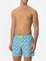 Man light fabric swim shorts with padel rackets print