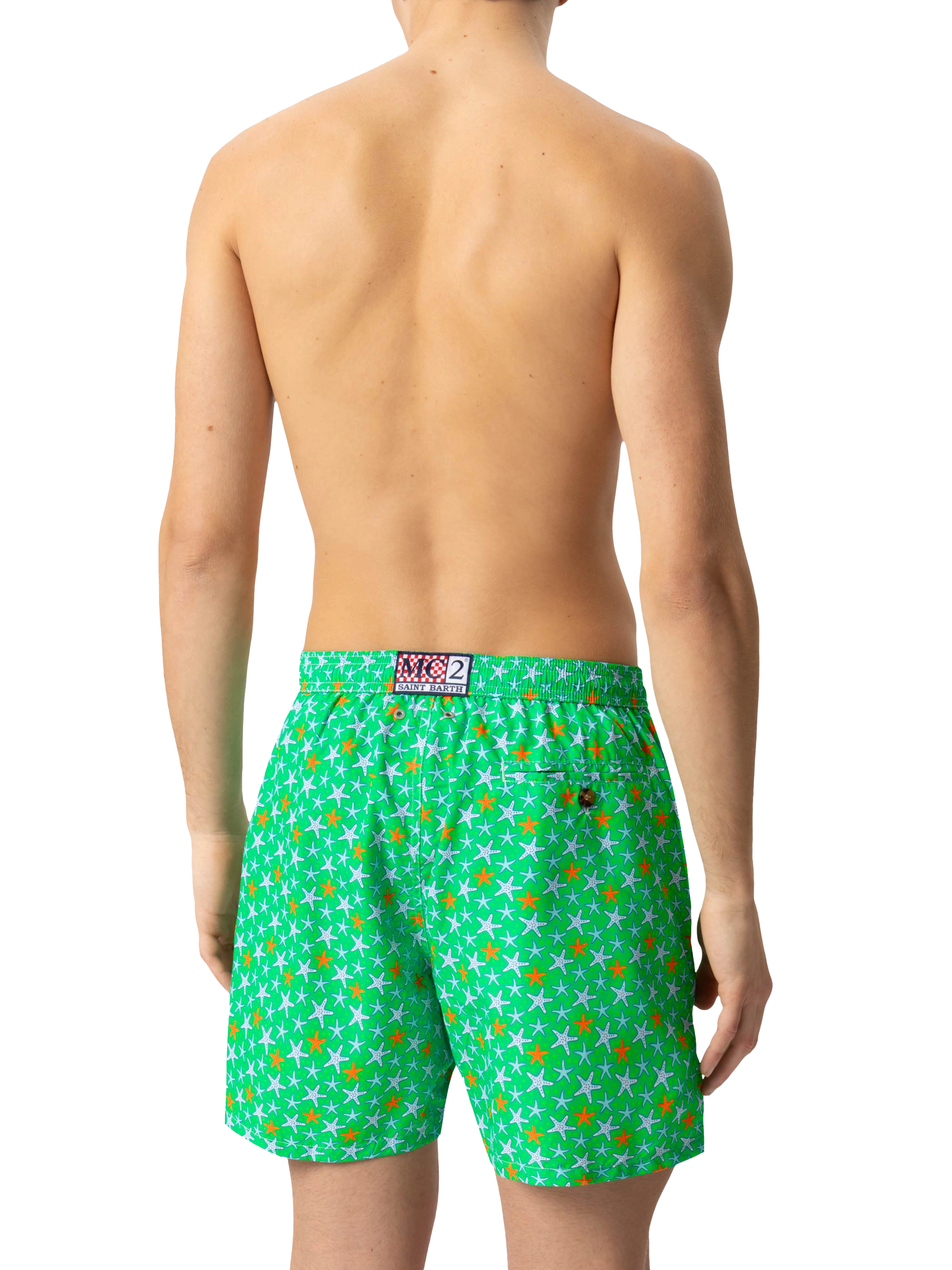 Man light fabric swim shorts with multicolor starfish print - MC2 Saint Barth