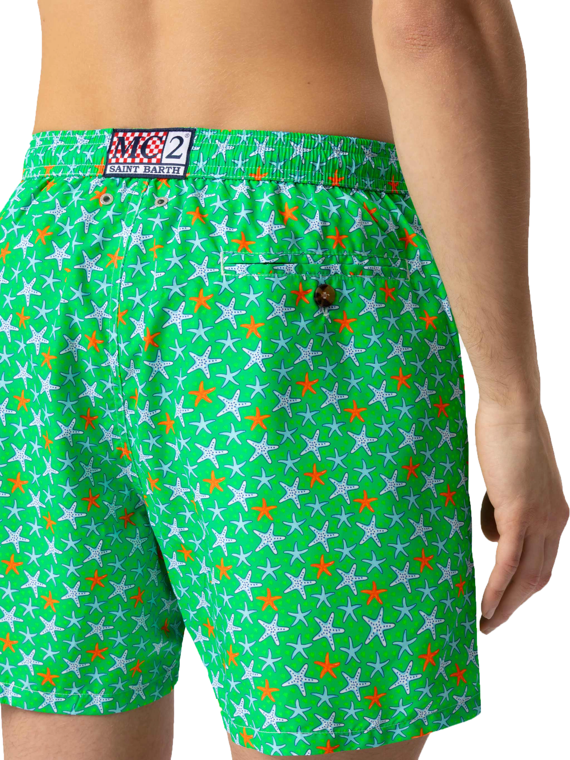 Man light fabric swim shorts with multicolor starfish print - MC2 Saint Barth