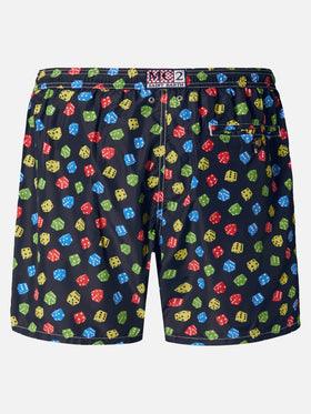 Lightweight fabric swim shorts Lighting with dice print