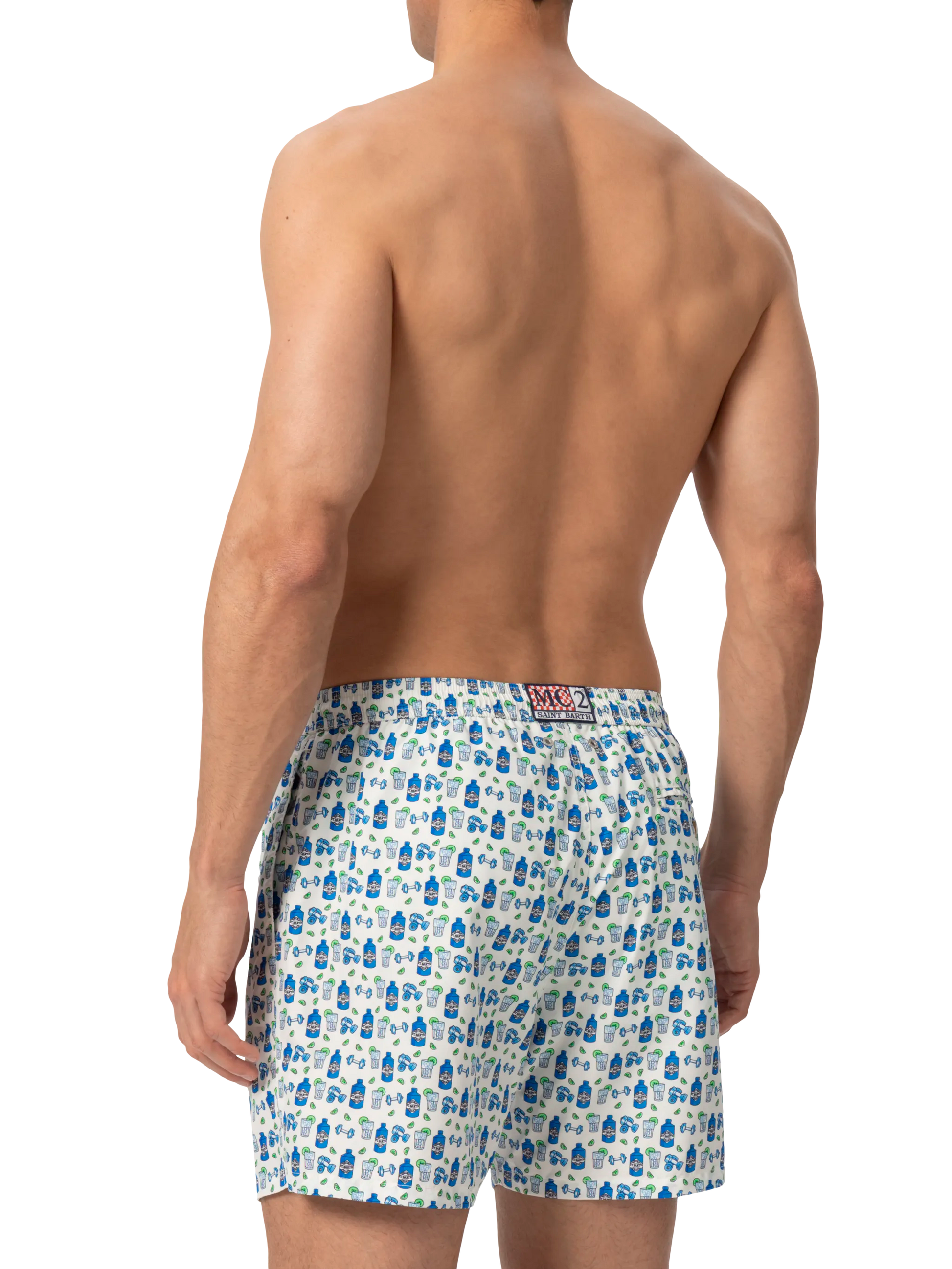 Lightweight fabric swim shorts Lighting with gin gym print - MC2 Saint Barth