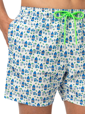Lightweight fabric swim shorts Lighting with gin gym print - MC2 Saint Barth