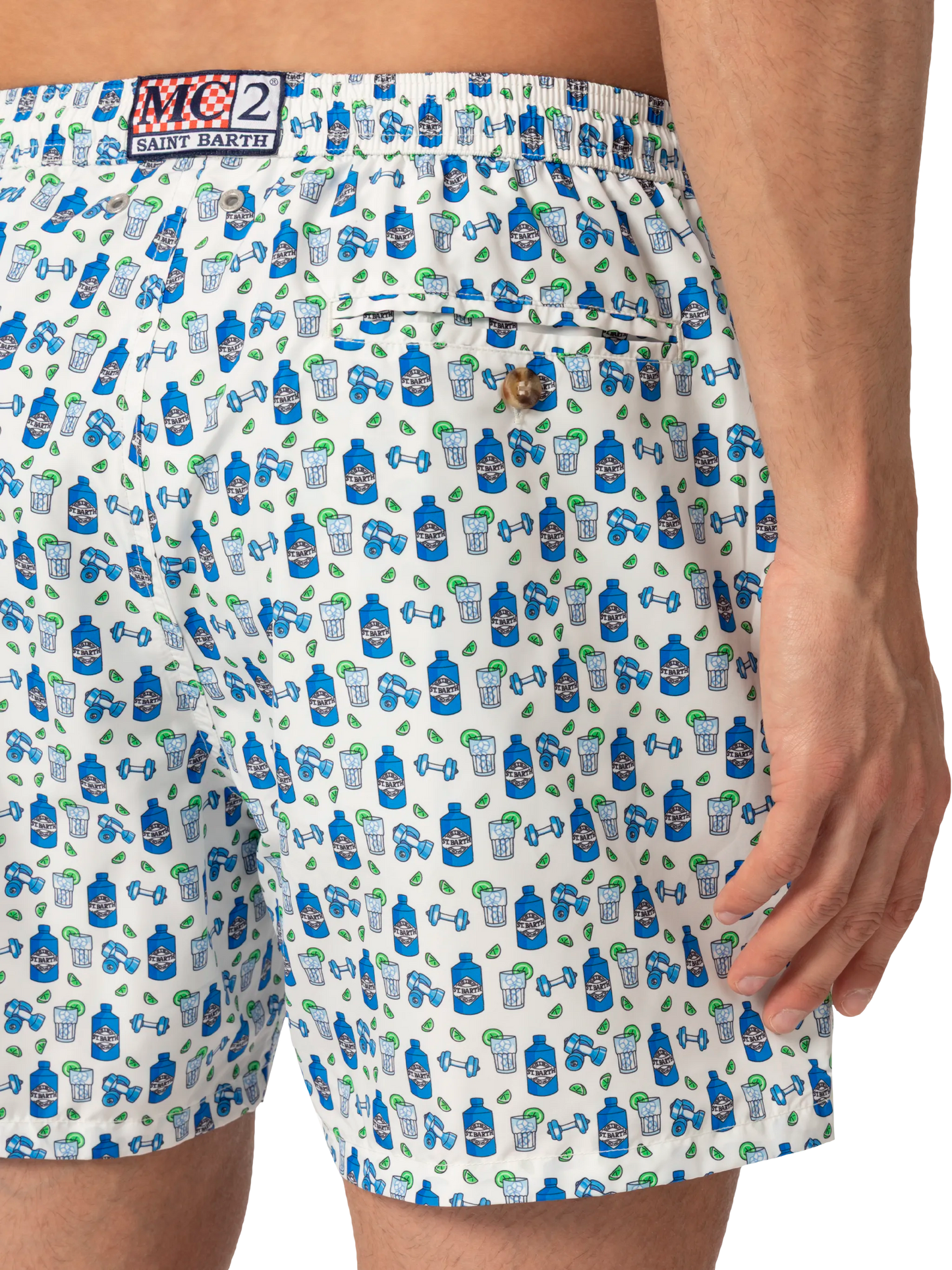 Lightweight fabric swim shorts Lighting with gin gym print - MC2 Saint Barth