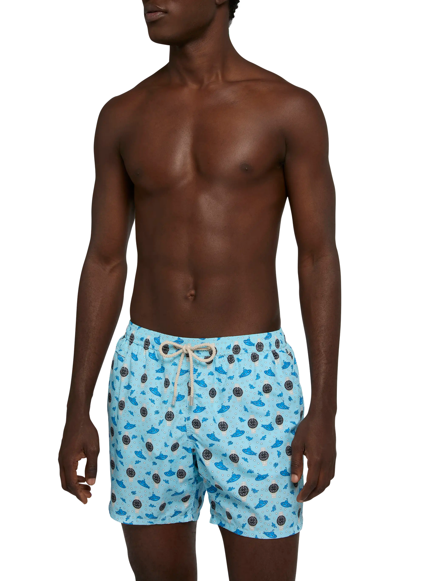 Lightweight fabric swim shorts Lighting with watch print - MC2 Saint Barth