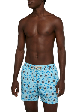 Lightweight fabric swim shorts Lighting with watch print - MC2 Saint Barth