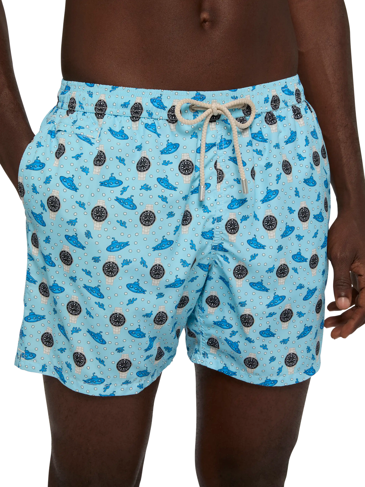 Lightweight fabric swim shorts Lighting with watch print - MC2 Saint Barth