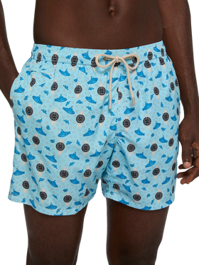 Lightweight fabric swim shorts Lighting with watch print - MC2 Saint Barth