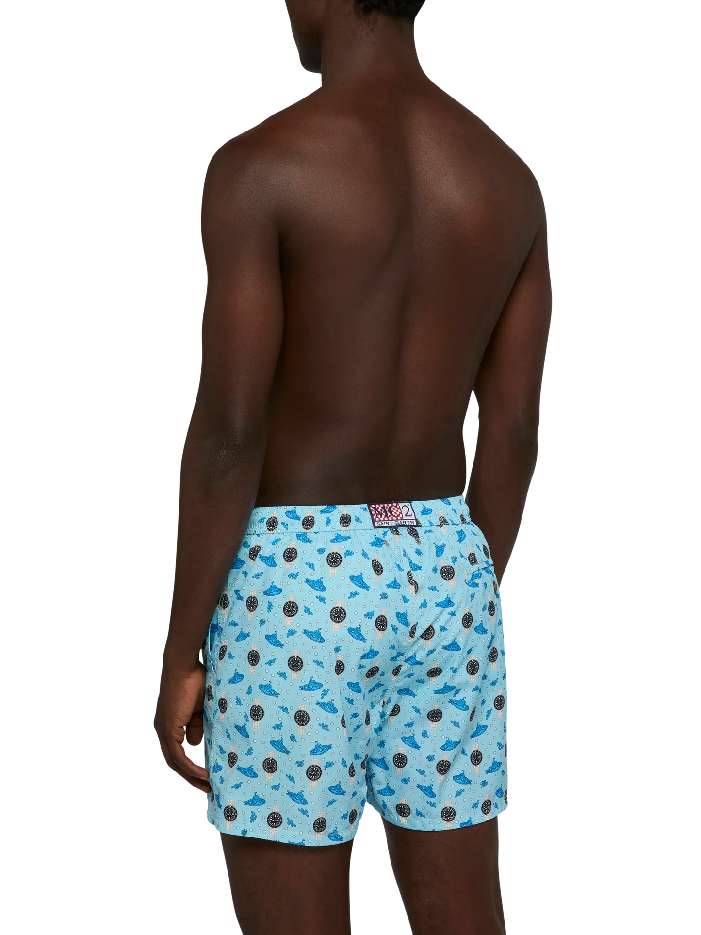 Lightweight fabric swim shorts Lighting with watch print - MC2 Saint Barth