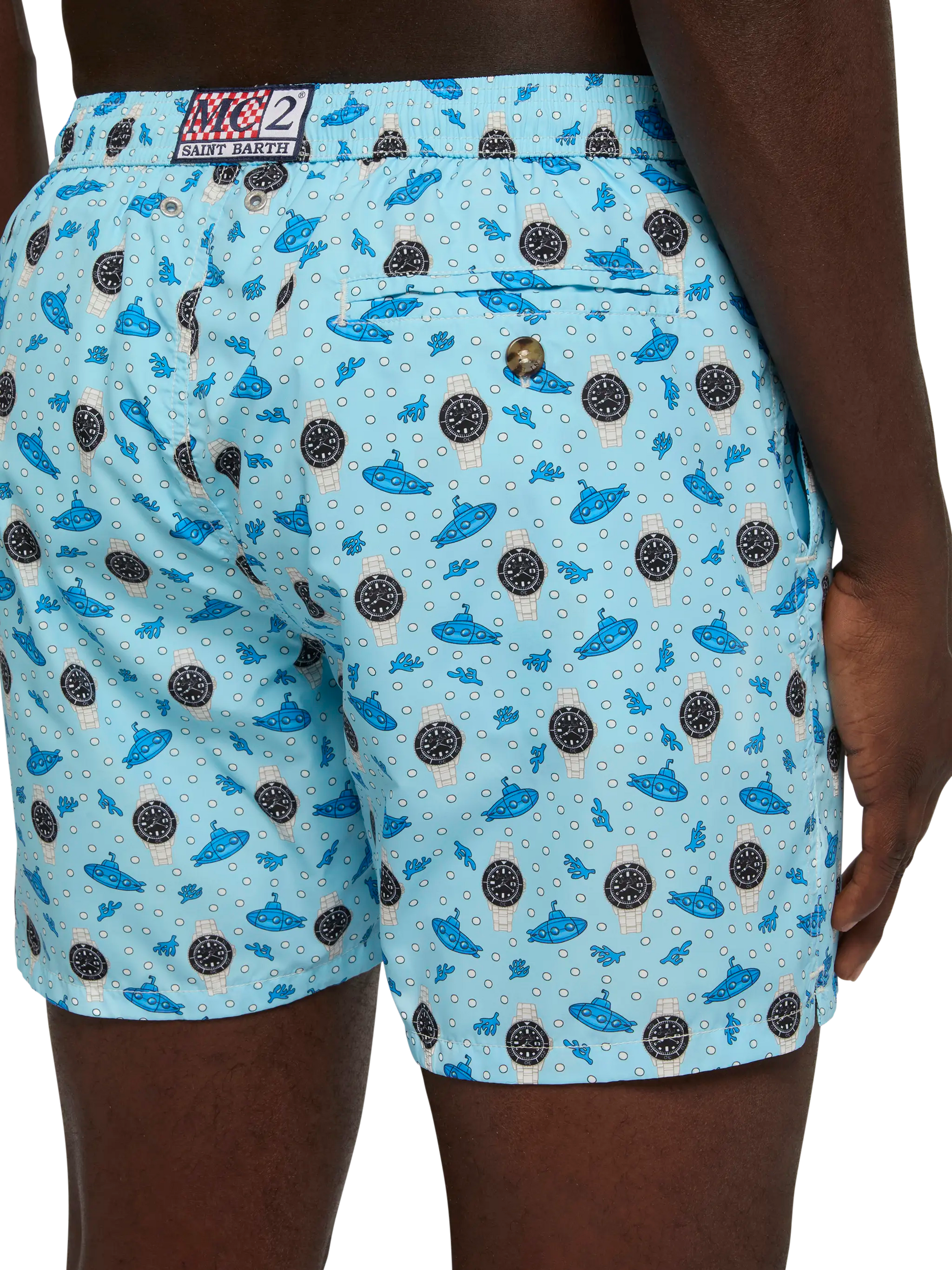 Lightweight fabric swim shorts Lighting with watch print - MC2 Saint Barth