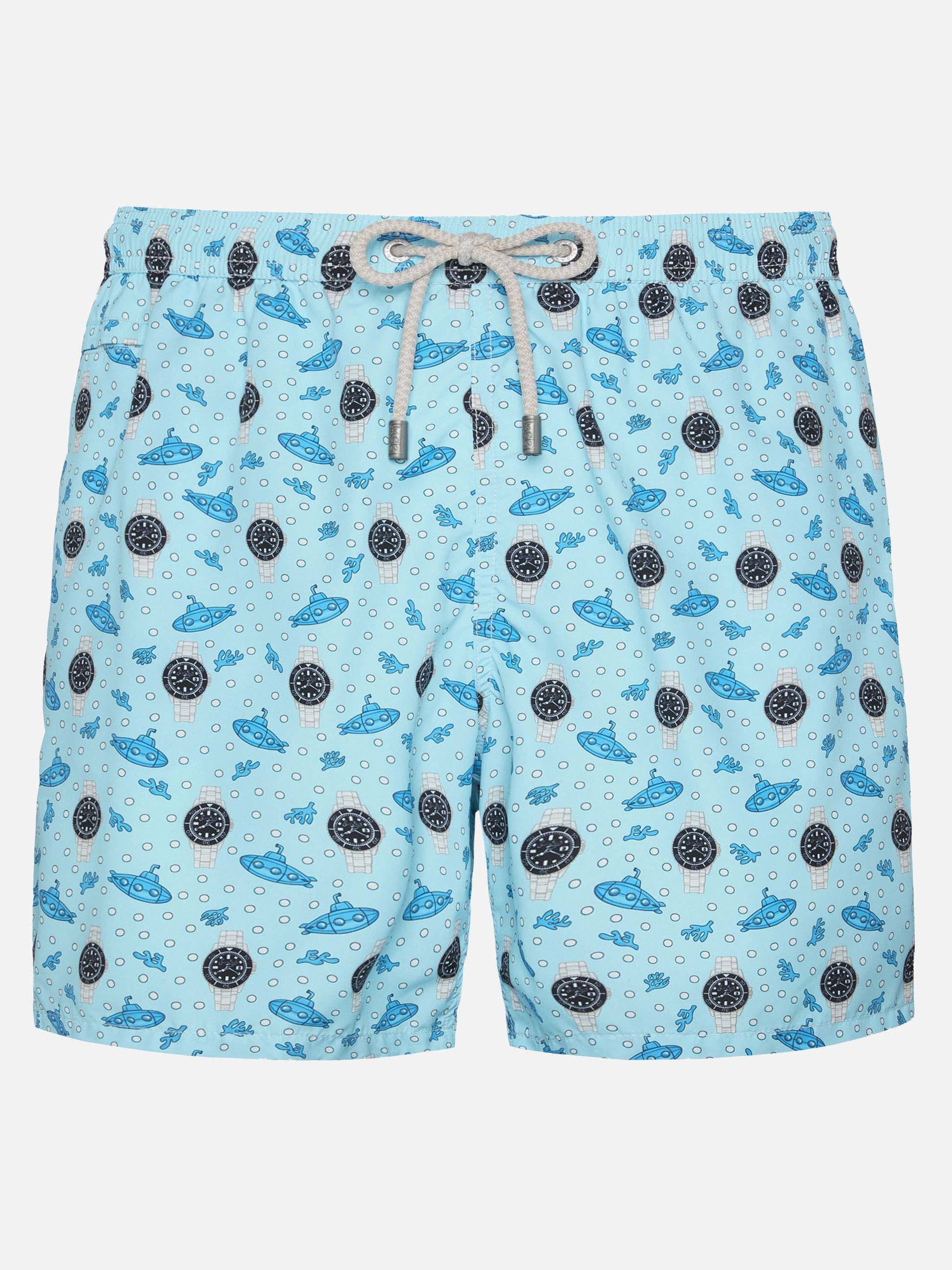 Lightweight fabric swim shorts Lighting with watch print - MC2 Saint Barth