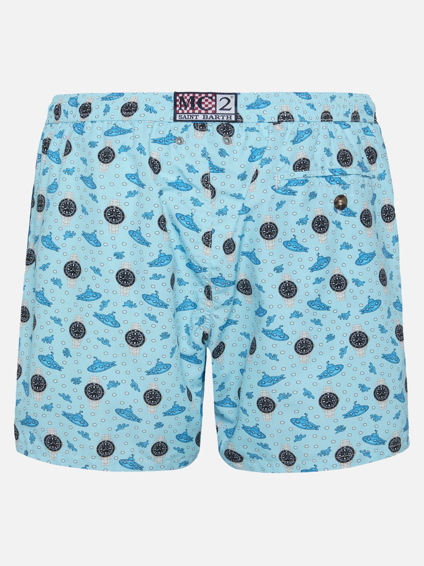 Lightweight fabric swim shorts Lighting with watch print - MC2 Saint Barth