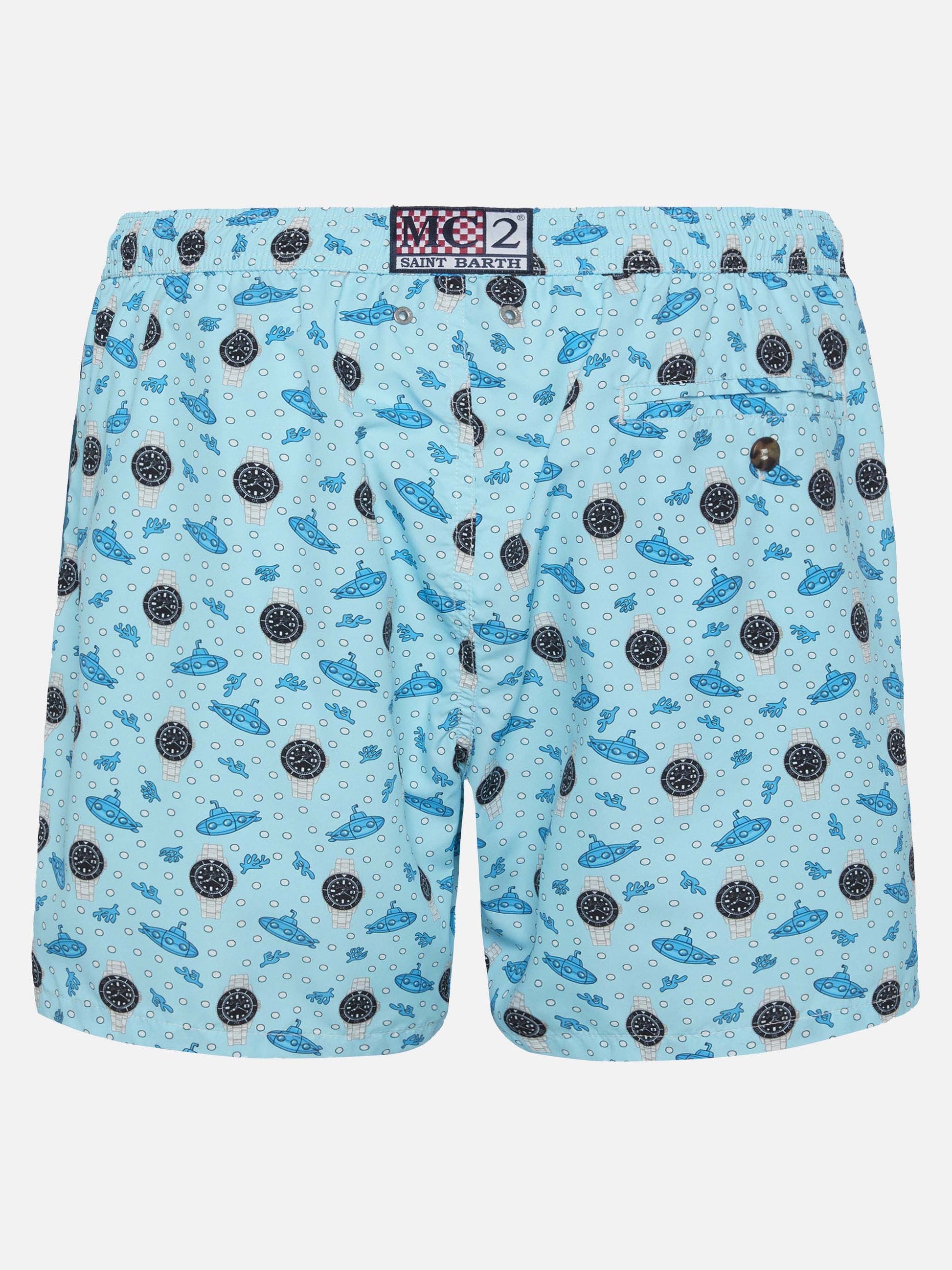 Lightweight fabric swim shorts Lighting with watch print - MC2 Saint Barth