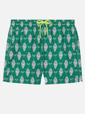 Badeshorts aus leichtem Stoff „Lighting“ mit Uhren-Print