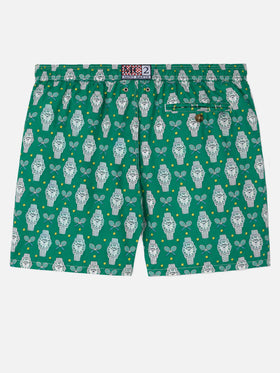 Badeshorts aus leichtem Stoff „Lighting“ mit Uhren-Print