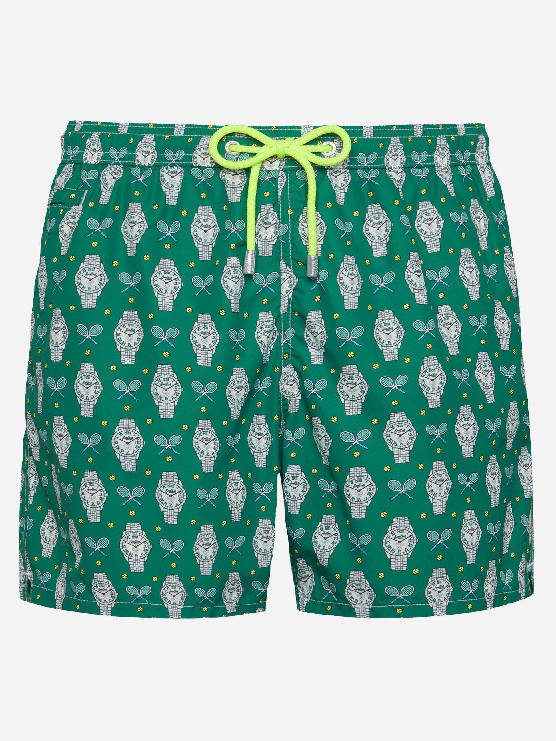 Lightweight fabric swim shorts Lighting with watch print - MC2 Saint Barth