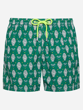Lightweight fabric swim shorts Lighting with watch print - MC2 Saint Barth